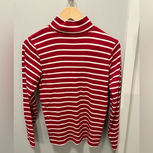 L.L. Bean Red and White Quarter-Zip Women’s Size M - Picture 3 of 7